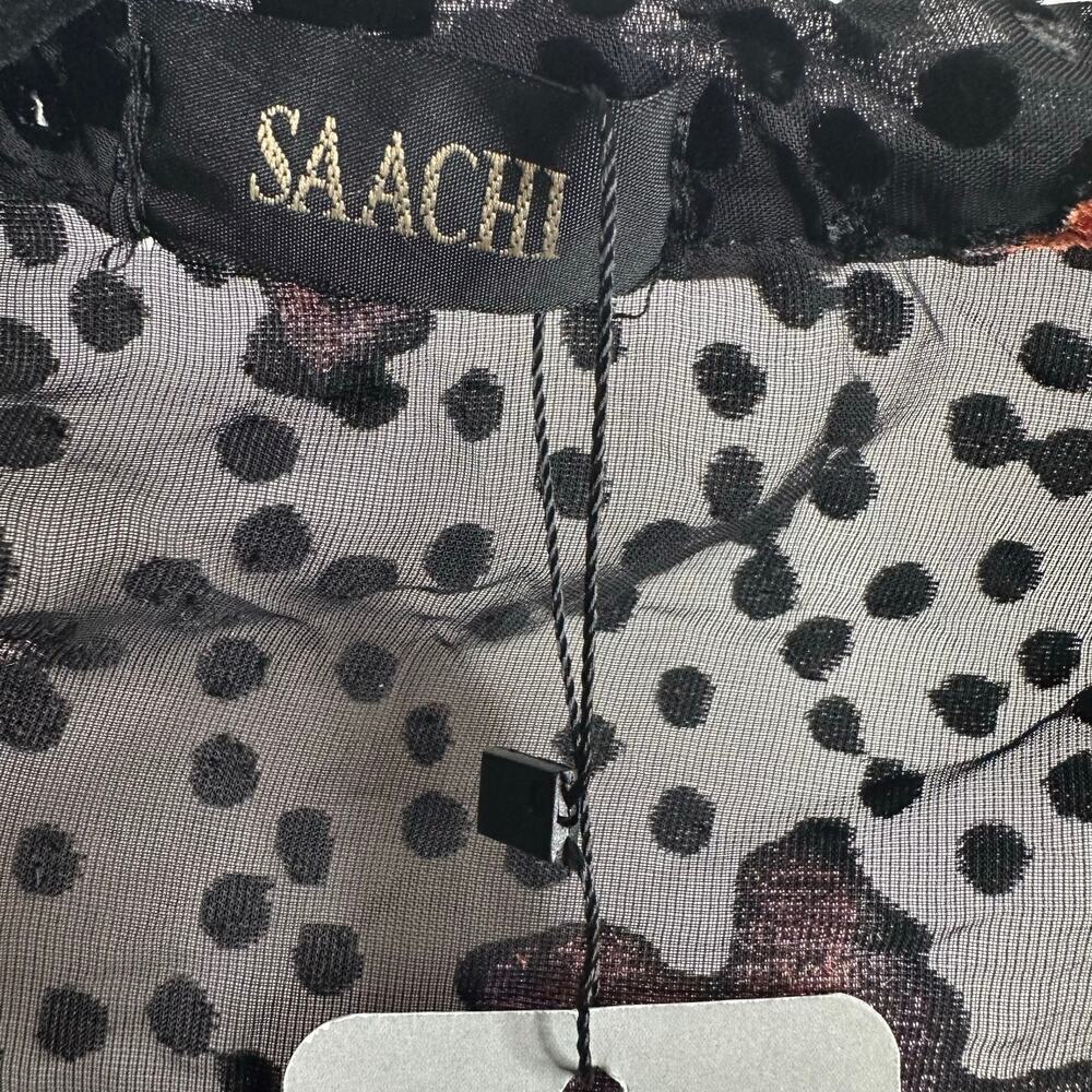 Nwt Saachi Burnout Rose Velvet Ruana Kimono Women's Black Pink One Size — image 5 of 5